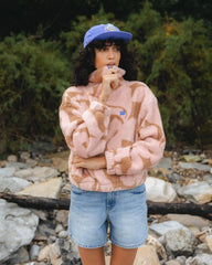 A/Div Barra Half Zip Sherpa Fleece - Rose Brown