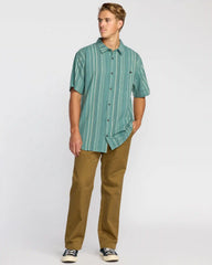 All Day Stripe Short Sleeve Shirt - Sage Green