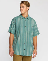 All Day Stripe Short Sleeve Shirt - Sage Green