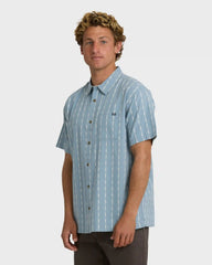 Sundays Jacquard Short Sleeve Woven Shirt - Blue Fog
