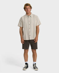 Sundays Jacquard Short Sleeve Woven Shirt - Oatmeal