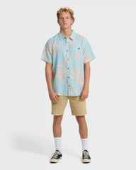 Sundays Lounge Short Sleeve Woven Shirt - Corydalis Blue