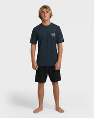 Crayon Wave Loose Fit Short Sleeve Surf Tee - Navy