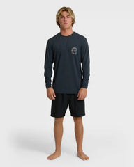 Hollow Loose Fit Long Sleeve Surf Tee - Navy