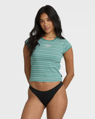 Oslo short Sleeve knit Top - Bay Blue
