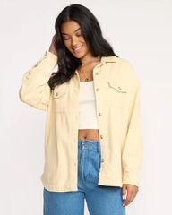 Fadeaway Long Sleeve Cord Shacket - Whitecap