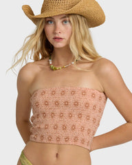 Keep It Simple 2 Tube Print Tube Top - Light Peach