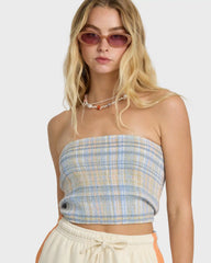 Keep It Simple 2 Tube Print Tube Top - Twilight Blue