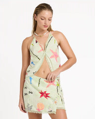 Lottie Hall Woven Tank - Sunny Lime