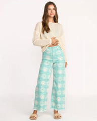 Free Fall Printed Twill Pants - Misty Blue