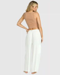 Beach Babe Cargo Elastic Waist Pants - Salt Crystal