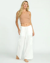Beach Babe Cargo Elastic Waist Pants - Salt Crystal