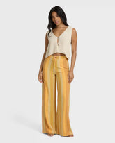 Hazy Daze Elastic Waist Pants - Brown Multi