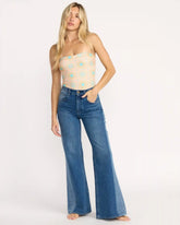 Free Fall High-Waist Denim Flare Pants - Middle Broken Blue