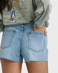 Sling Trim Denim Shorts - Pacific Blue