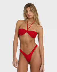 Twisted Tides Halter Bandeau Bikini Top - Red Aloha