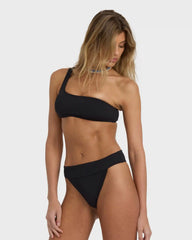 Laura Twisted Sun One-shoulder Tank Bikini Top - Black Pebble