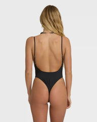 Sol Searcher Deep V One-piece Swimsuit - Black Pebble