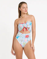 Lottie Hall Summer Bandeau One-piece Swimsuit - White Multi