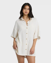 Feelin Fine Shirt Dress - White Cap