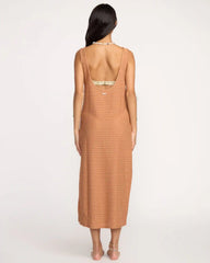 Eyelet Sun Midi Dress Beach Coverup - Rose Brown