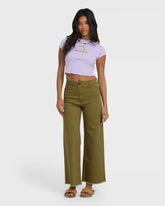 Free Fall High-Waist Twill Pants - Martini Olive