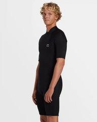 2mm Foil Flatlock Back Zip Short Sleeve Springsuit - Black
