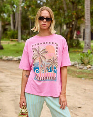 Feel The Heat Short Sleeve Knit T-Shirt - Party Pink
