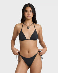 Sol Searcher Tie-Side Tanga Skimpy Bikini Bottoms - Black Pebble
