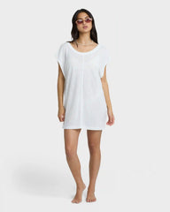 Hallow Wave Mini Short Sleeve Dress - Salt Crystal