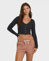 Road Trippin Elastic Waist Woven Shorts - Sugar Almond