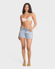 Sling Trim Denim Shorts - Alda Blue