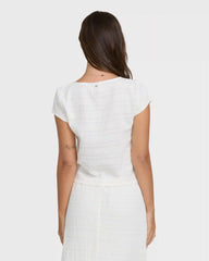 Your Call Short Sleeve Woven Shirt - Salt Crystal