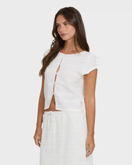Your Call Short Sleeve Woven Shirt - Salt Crystal