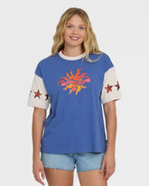 Tropics Co Ringer Short Sleeve Knit T-Shirt - Dutch Blue