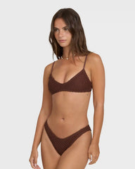 Twisted Tides V Bralette Bikini Top - Espresso