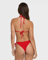 Rising Tide Tie-Side Tanga Bikini Bottoms - Fiesta Red