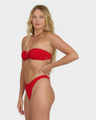 Rising Tide V Bandeau Bikini Top - Fiesta Red