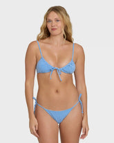 Mini Wave Check Cara Bralette Bikini Top - True Blue