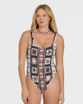 Stay Grounded Tanker One Piece Swimsuit - Brown Stone