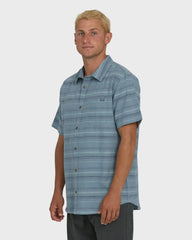 All Day Stripe Short Sleeve Shirt - Blue Fog