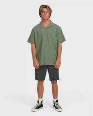 Victoria Vacay Short Sleeve Woven Shirt - Granite Green