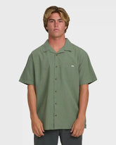 Victoria Vacay Short Sleeve Woven Shirt - Granite Green