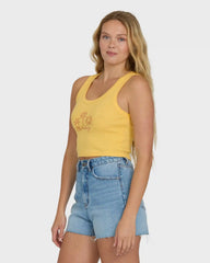 Sun Palm Seashell Tank Top - Soft Yellow