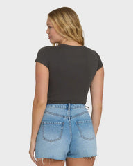 Off We Go Short Sleeve Knit T-Shirt - Off Black