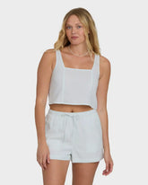 Open Skies Woven Tank Top - Clearwater