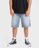 Bad Dog Workwear Denim Shorts - Bleached Blue Wash
