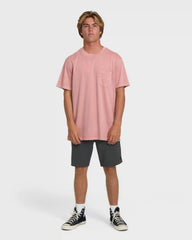 Essential Wave Washed Premium Short Sleeve Pocket Tee - Ash Rose