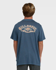 Heritage Arch Wave Washed Premium Short Sleeve Knit T-Shirt - Dark Denim