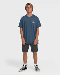 Heritage Arch Wave Washed Premium Short Sleeve Knit T-Shirt - Dark Denim